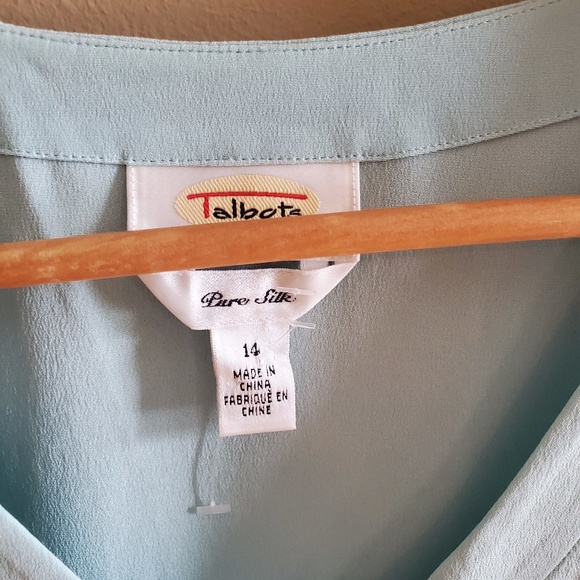 Pure silk Talbots Blue Coverup top sz 14 - Picture 2 of 3